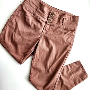 Women's Juniors Ashley Mason High Rise Buttonfly Pants Jeans Blush Size 13